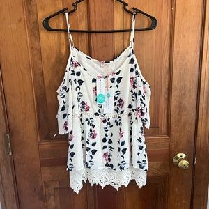 NWT Skies Are Blue Cold Shoulder Floral Blouse